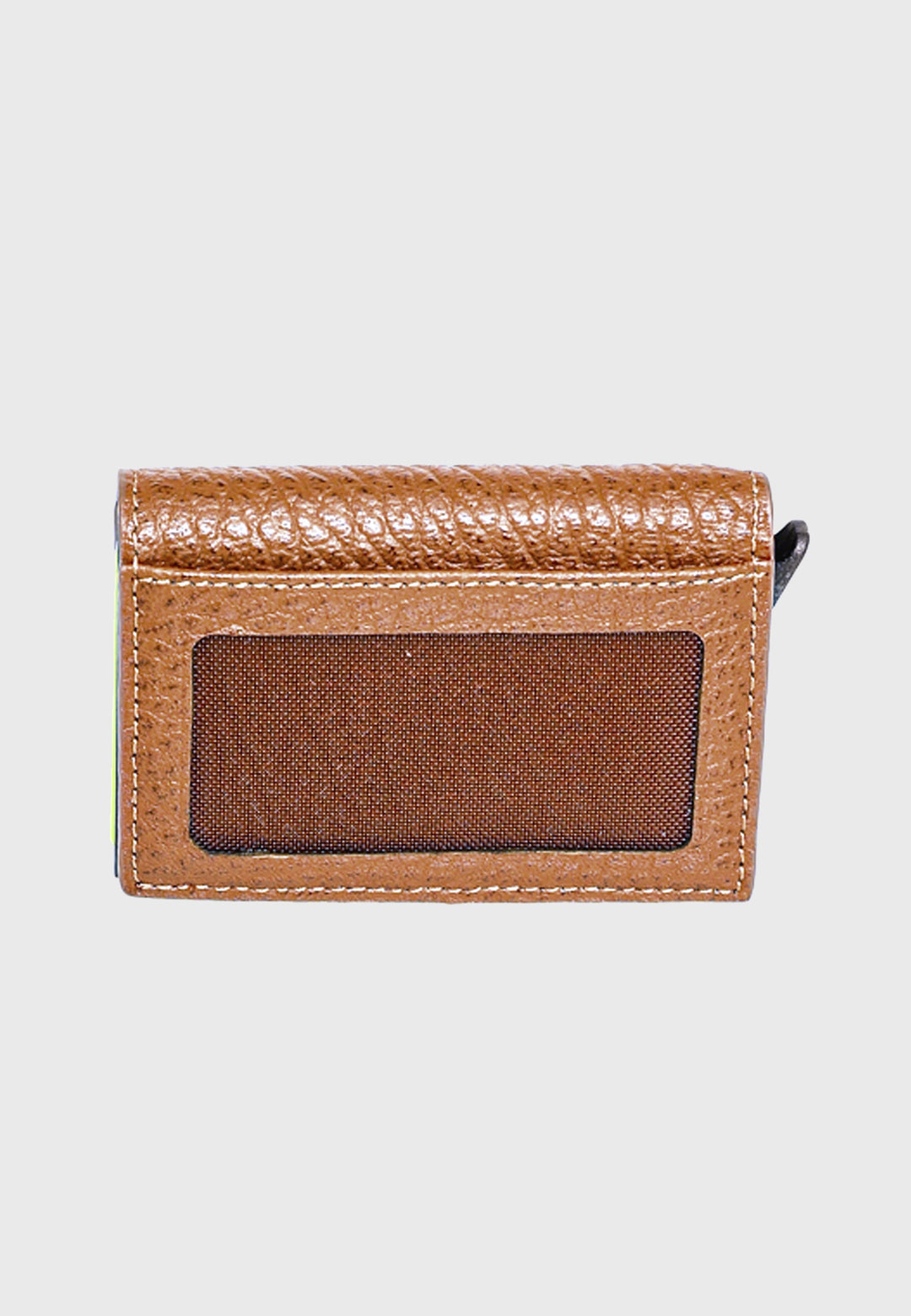 Tan genuine leather trifold card holder
