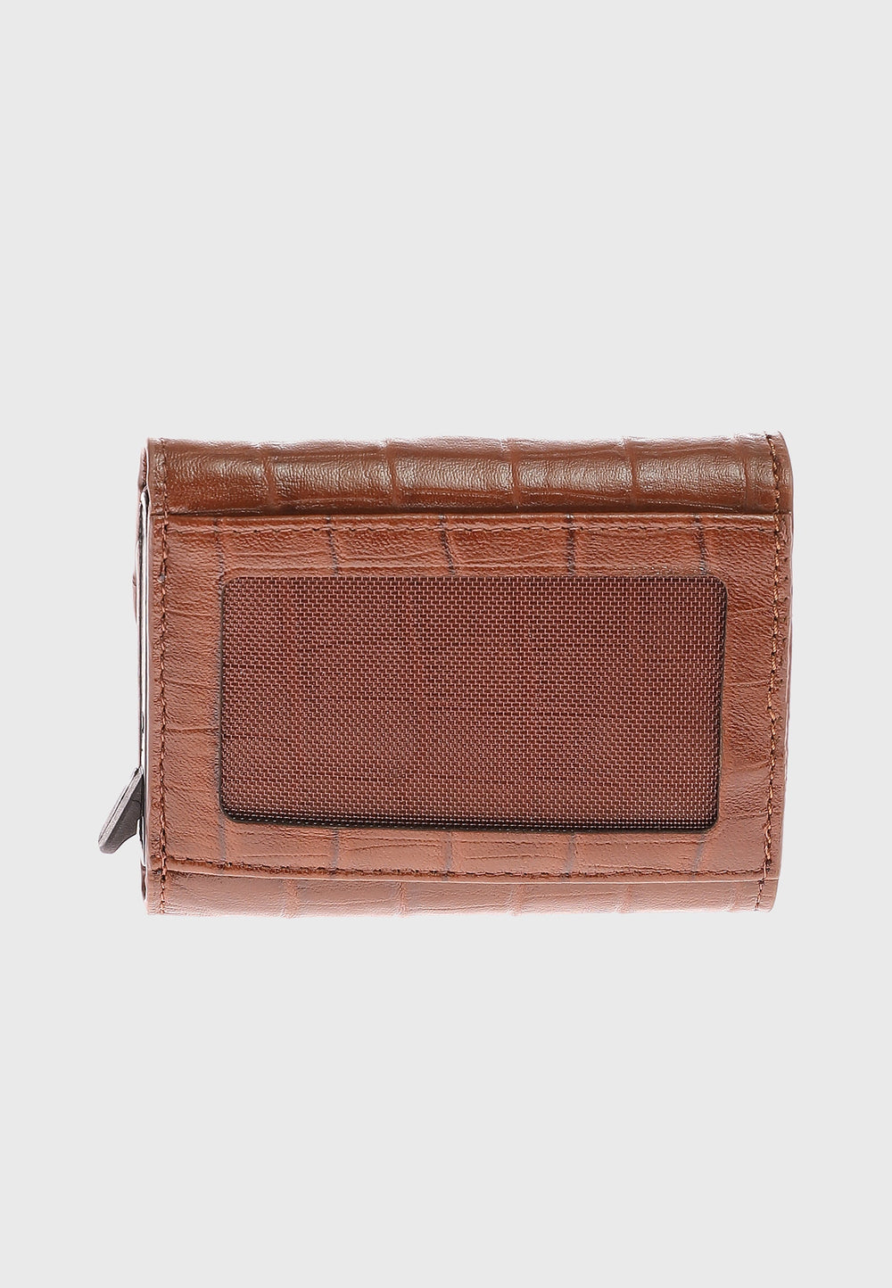 Tan crocodile-pattern leather wallet