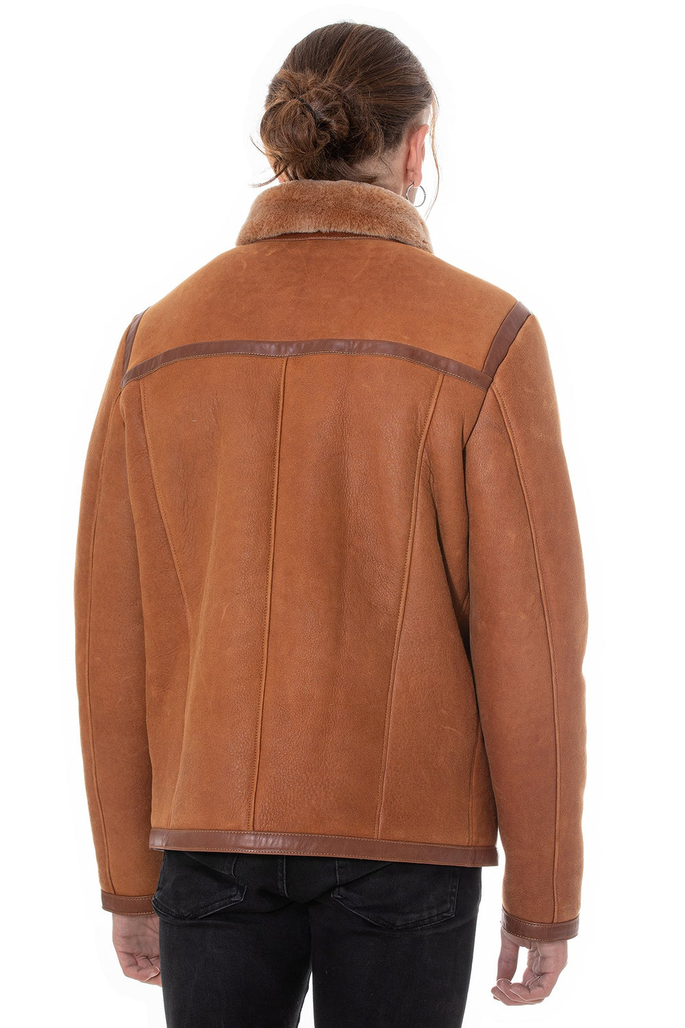 Tan shearling jacket back view