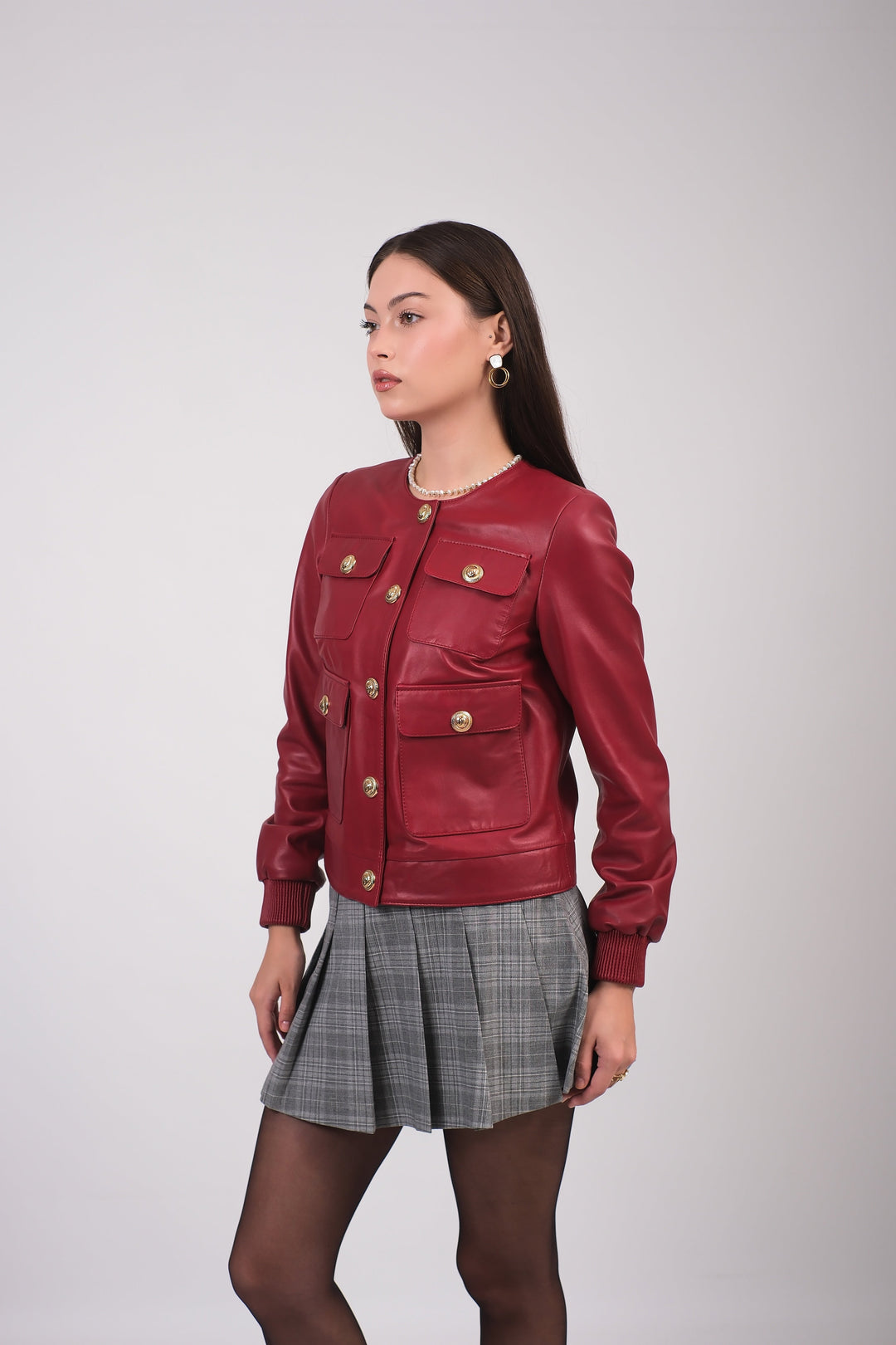 Premium British leather jacket light burgundy