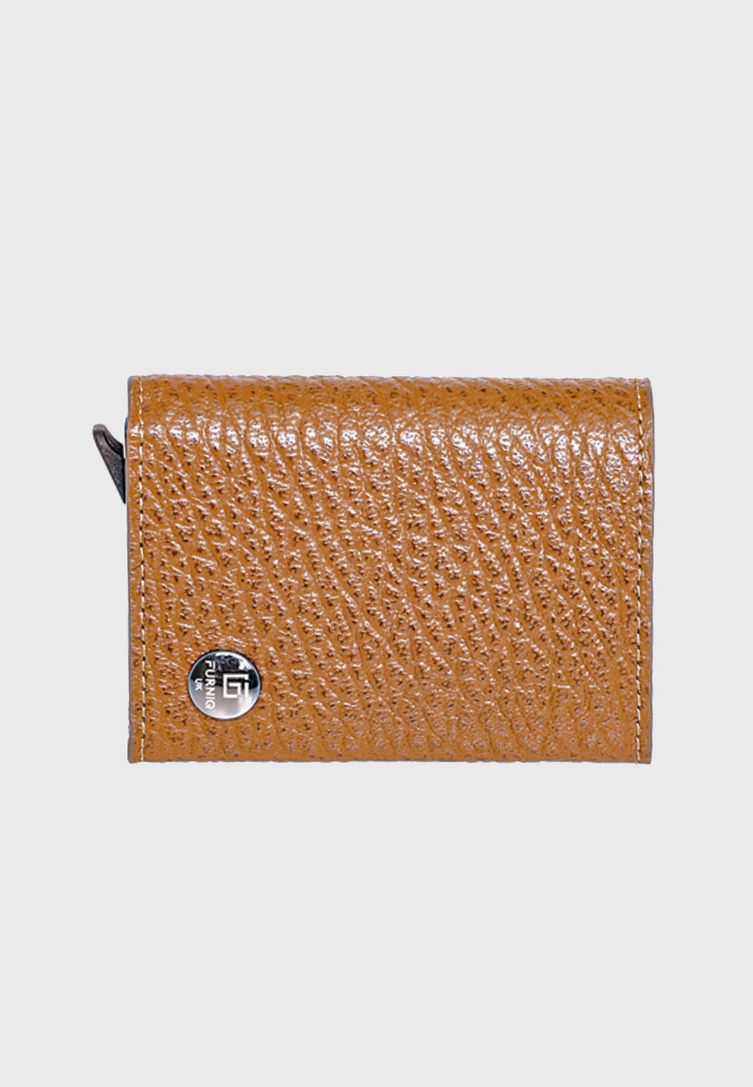 Tan genuine leather trifold card holder
