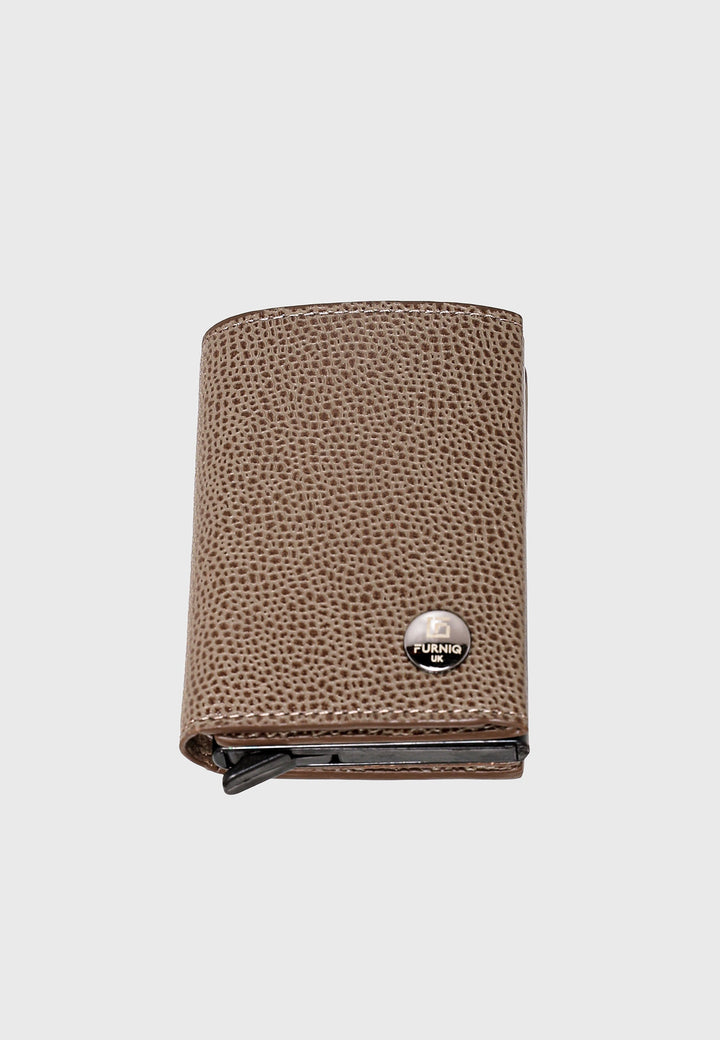 Brown caviar-pattern trifold card holder
