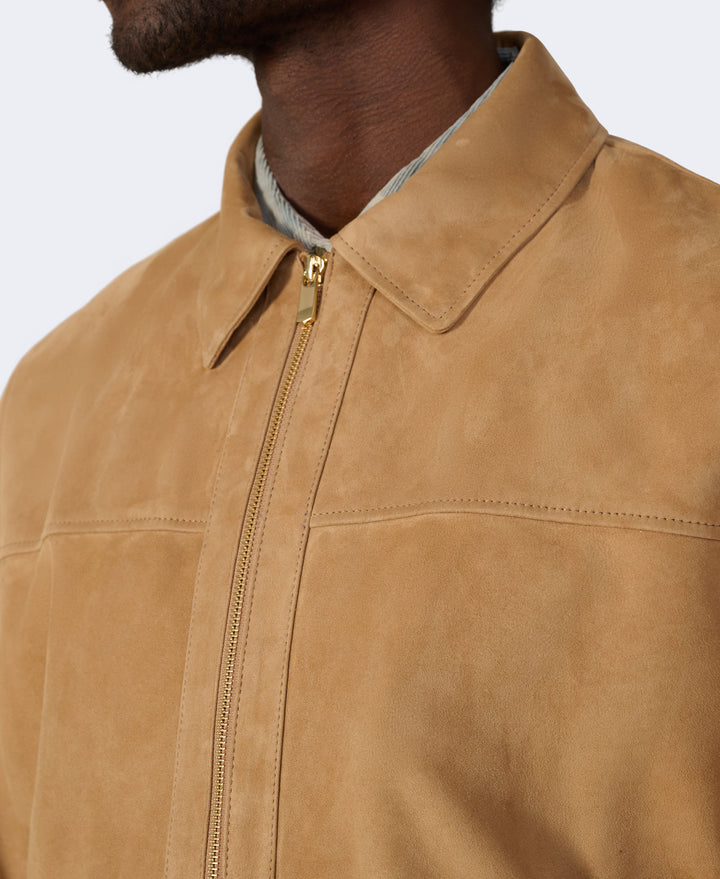 Tan suede zip-up jacket