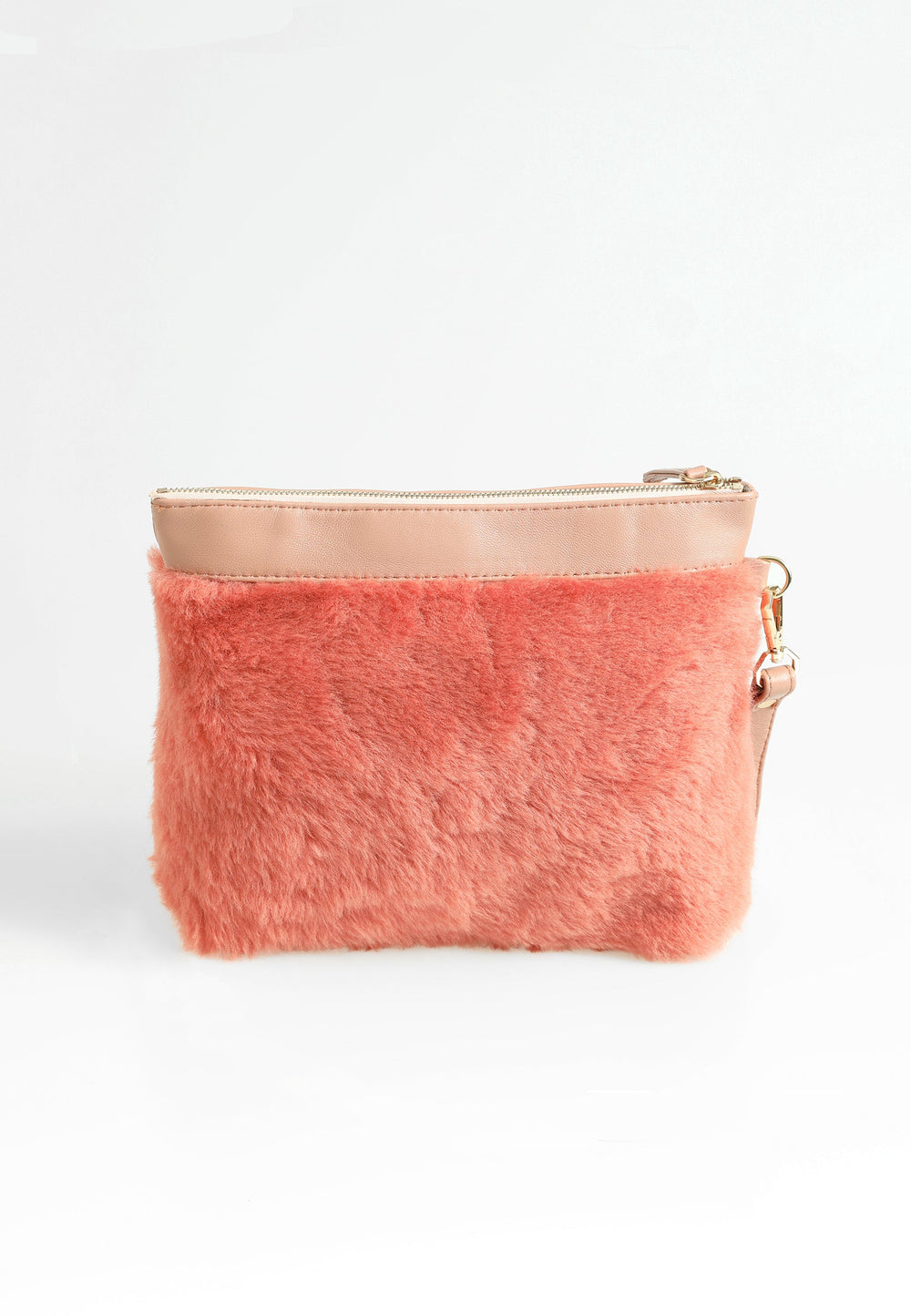 Brick shearling clutch bag