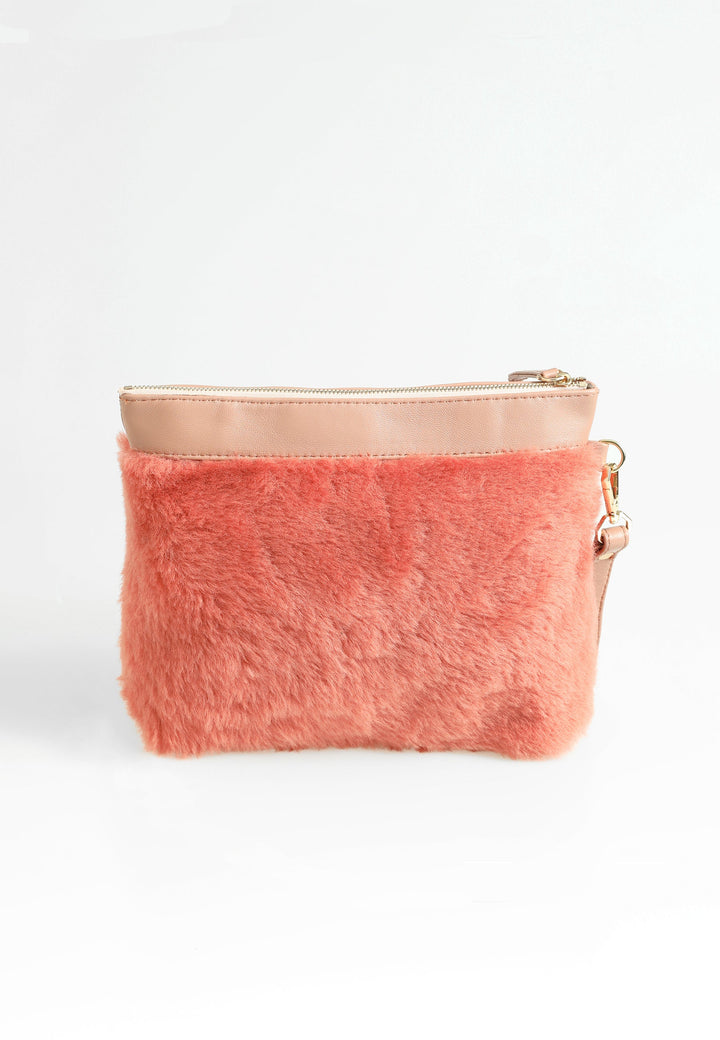 Brick shearling clutch bag