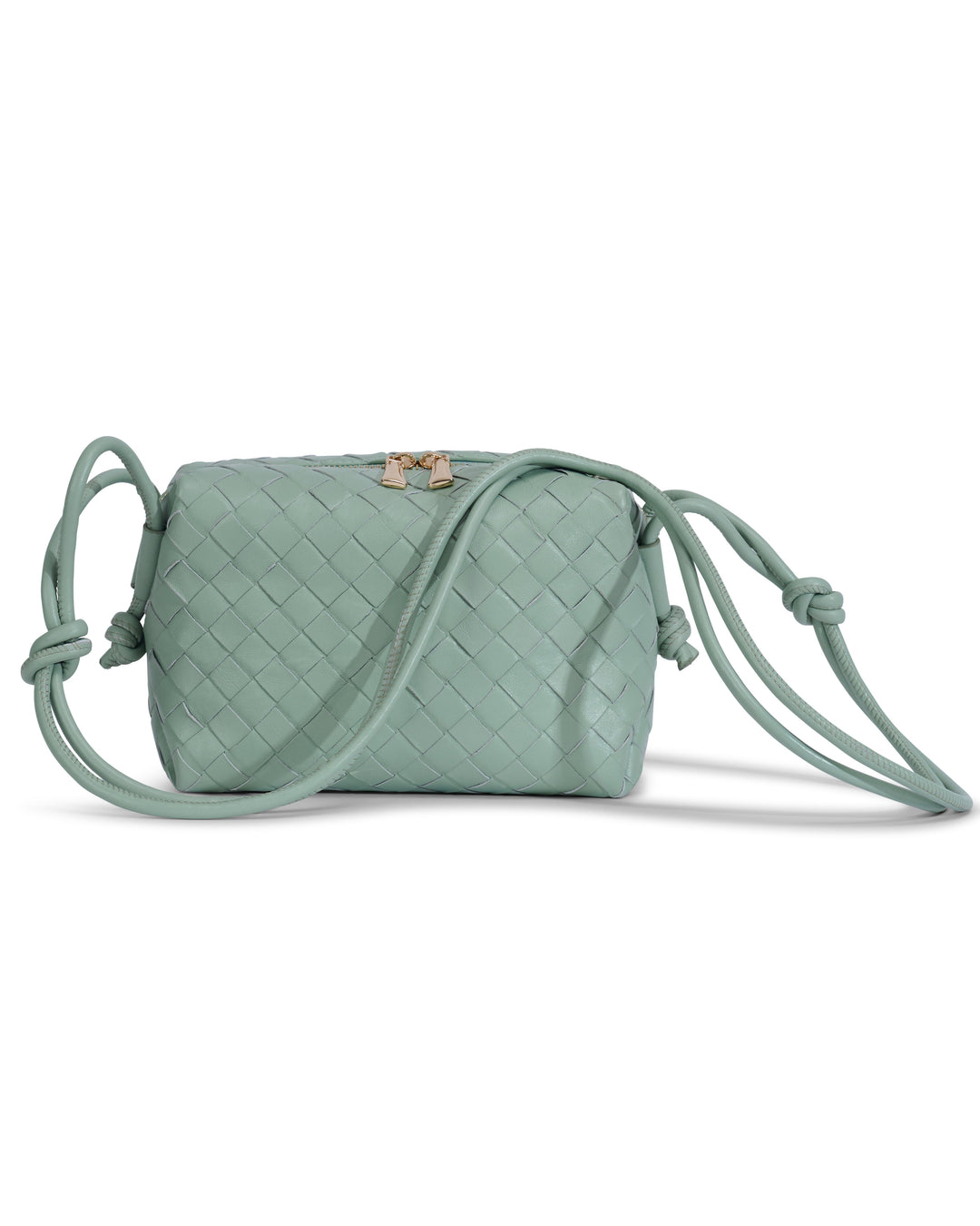 Pastel mint woven leather crossbody bag