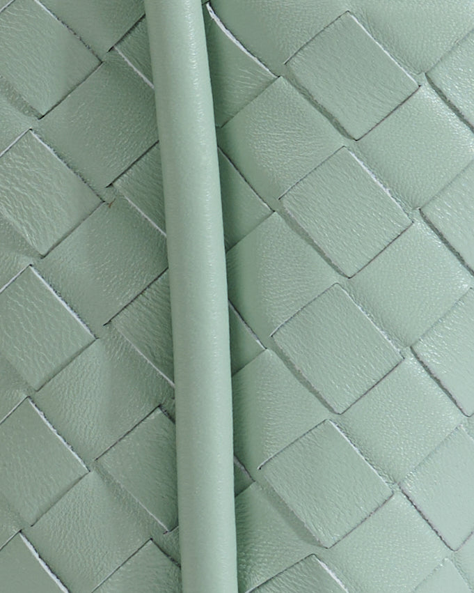 Pastel green woven leather detail