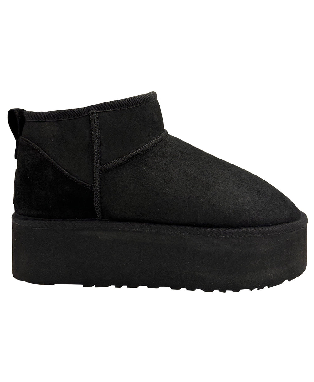 Black suede women's platform ankle boot