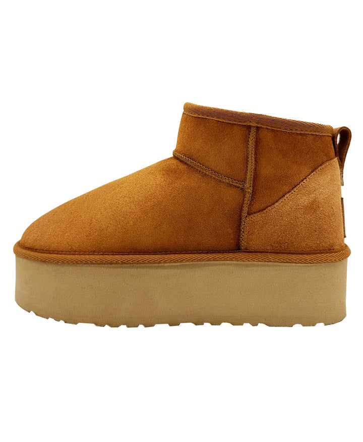 Women's whiskey suede sheepskin ankle boot