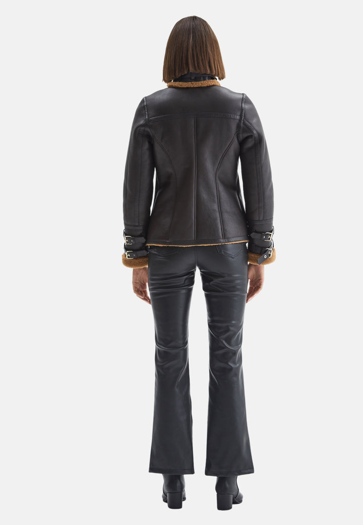 Back view brown sheepskin jacket