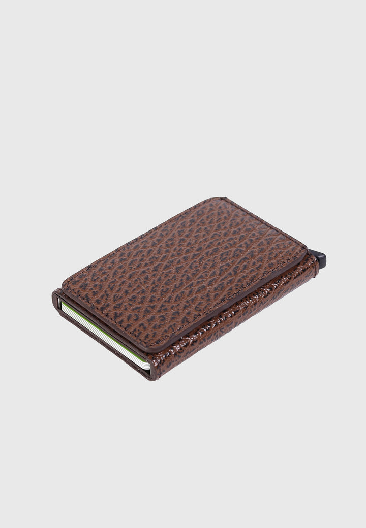 Brown textured leather card holder