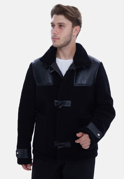 Image of Men's Fashion Jacket, Black Curly Wool