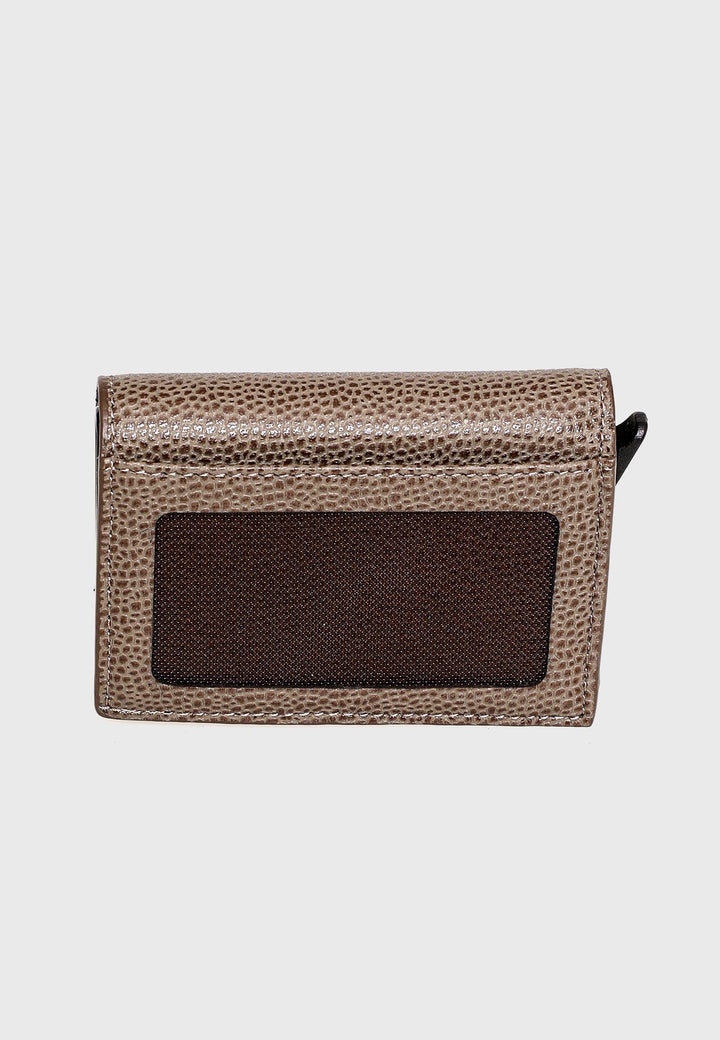Taupe caviar-pattern trifold card holder