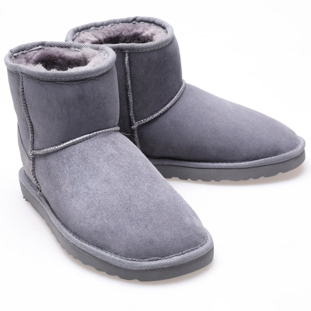 Pair of grey suede sheepskin short boots