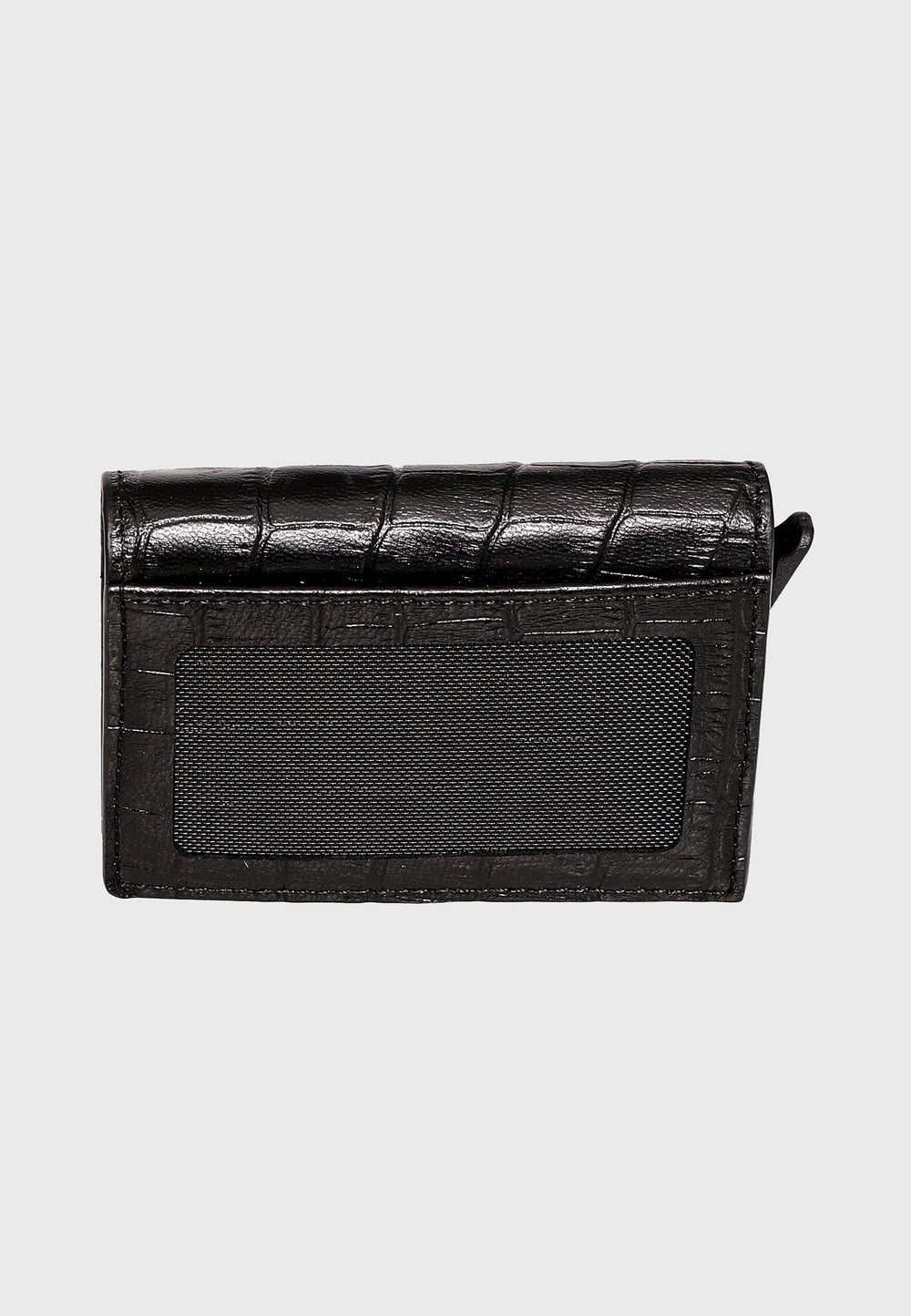 Black crocodile-pattern trifold card holder