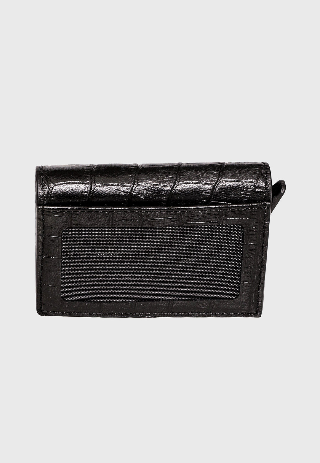 Black crocodile-pattern trifold card holder
