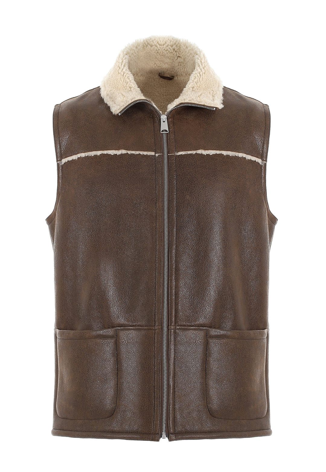 Men's brown sheepskin waistcoat vest