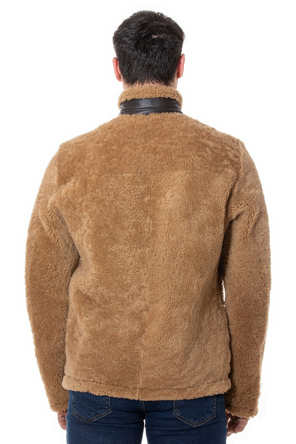 Back view brown sheepskin teddy coat