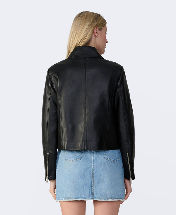 Black leather jacket - rear view