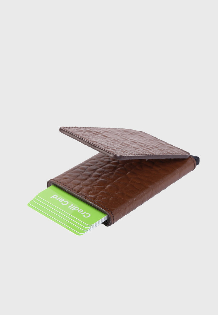 Brown genuine leather card holder