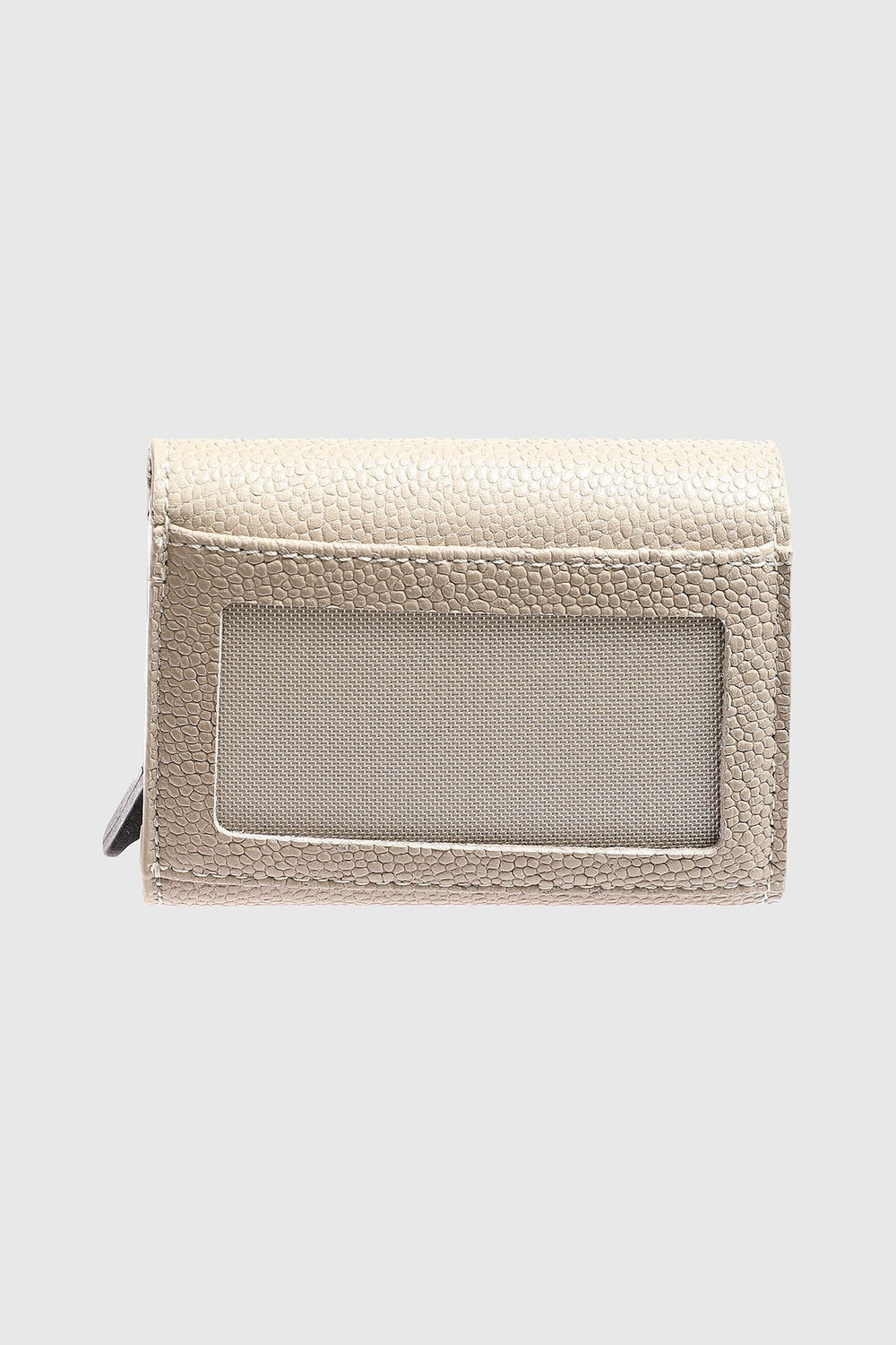 Beige caviar leather card holder wallet