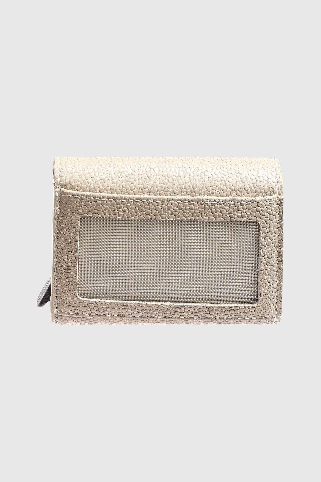 Beige caviar leather card holder wallet