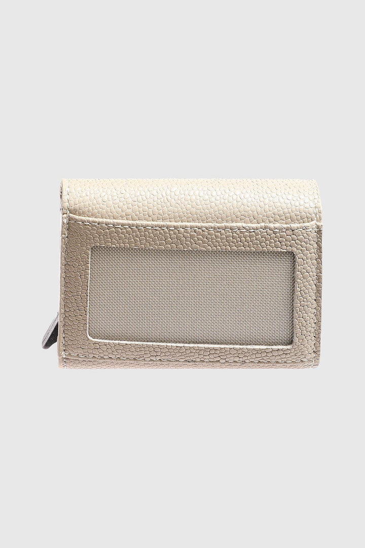 Beige caviar leather card holder wallet