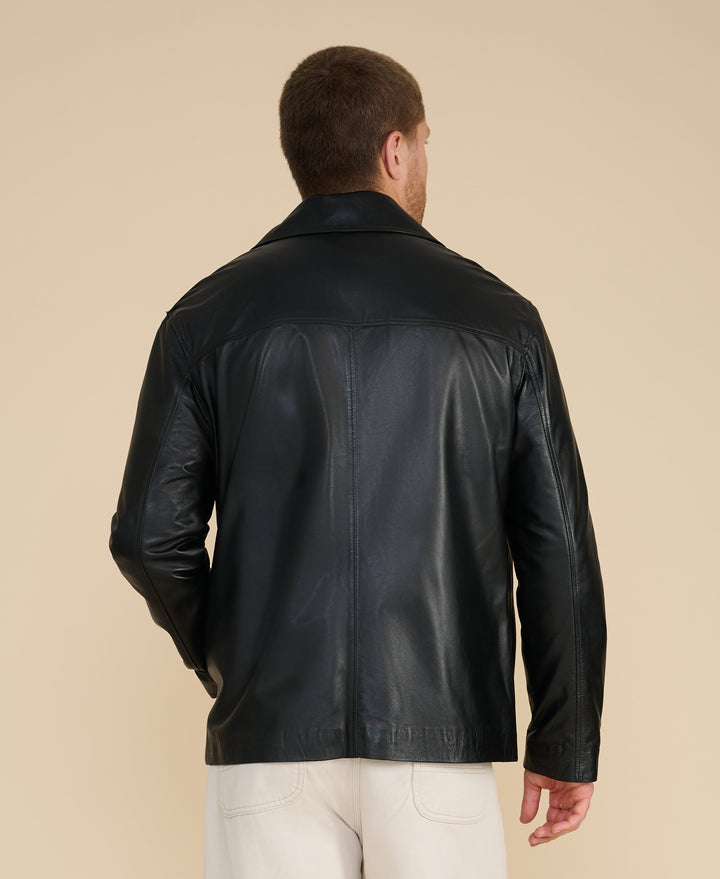 Black leather blazer - back view