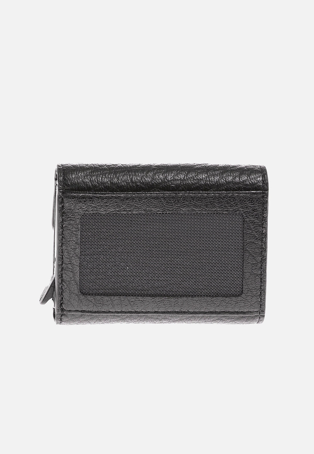 Black textured leather wallet front view