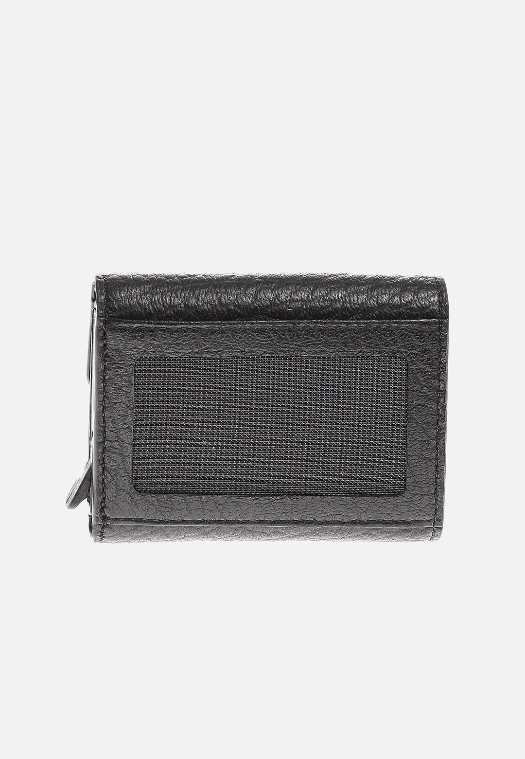 Black textured leather wallet front view