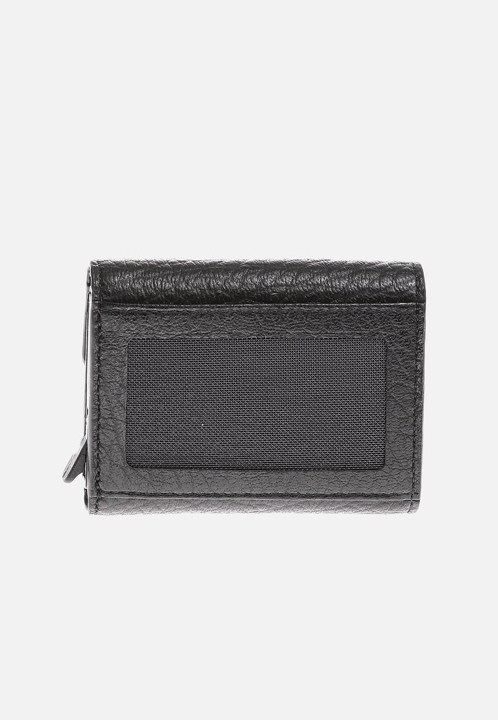 Black textured leather wallet front view