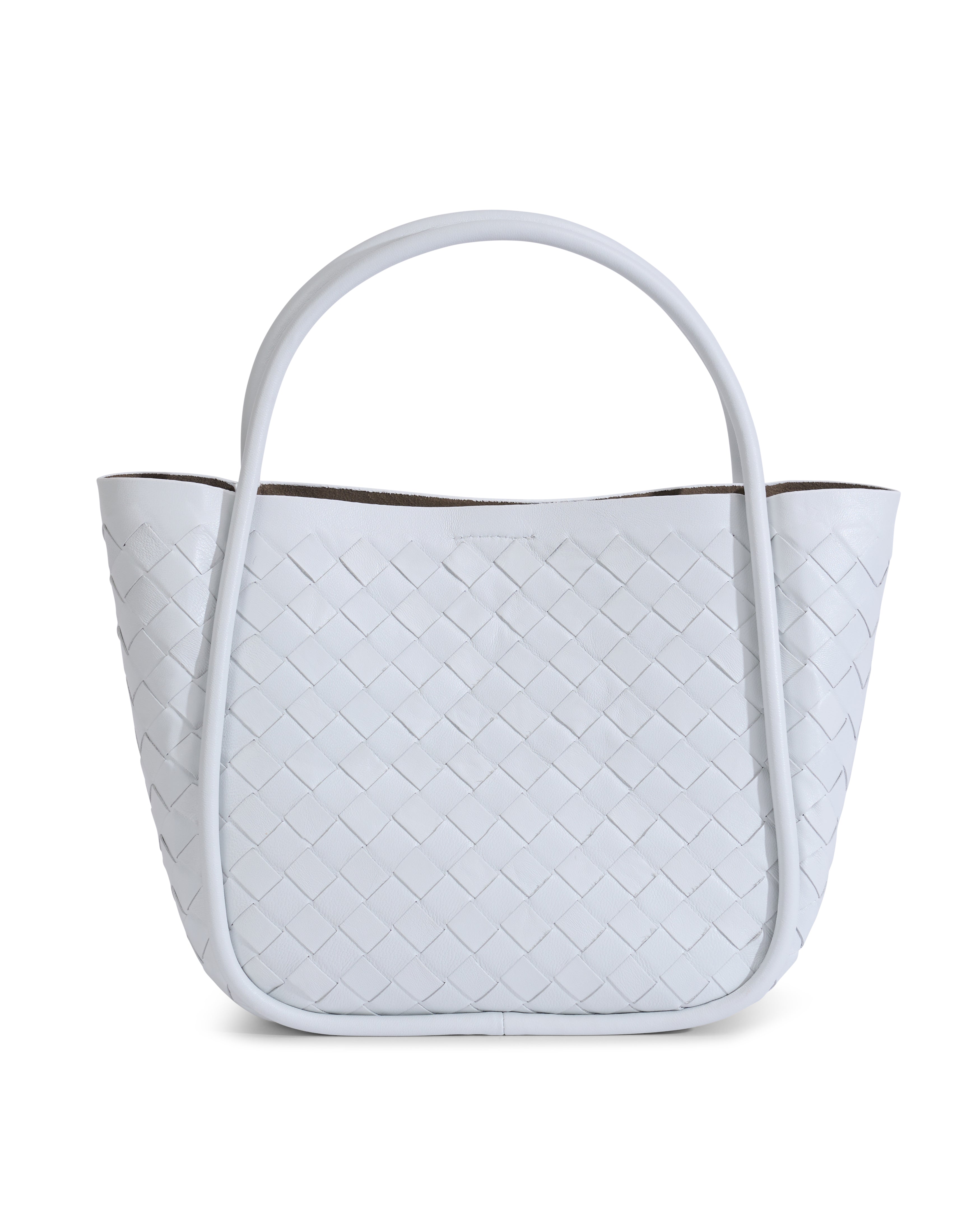 Portland White Woven Leather Top Handle Bag – FURNIQ UK
