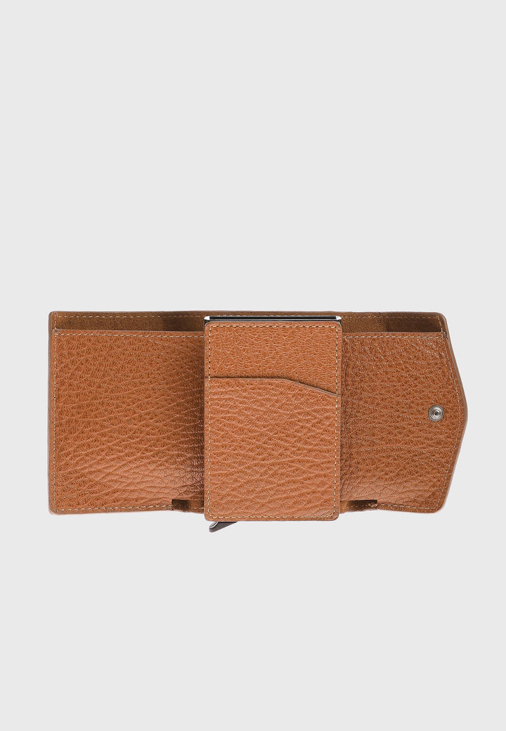 Tan genuine leather snap wallet