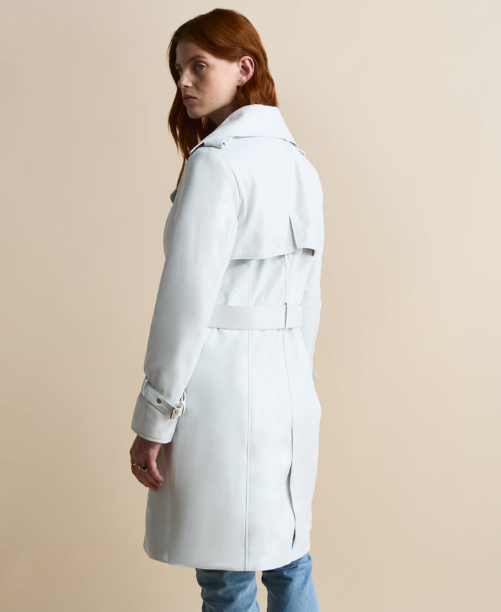 White leather trench coat - back view