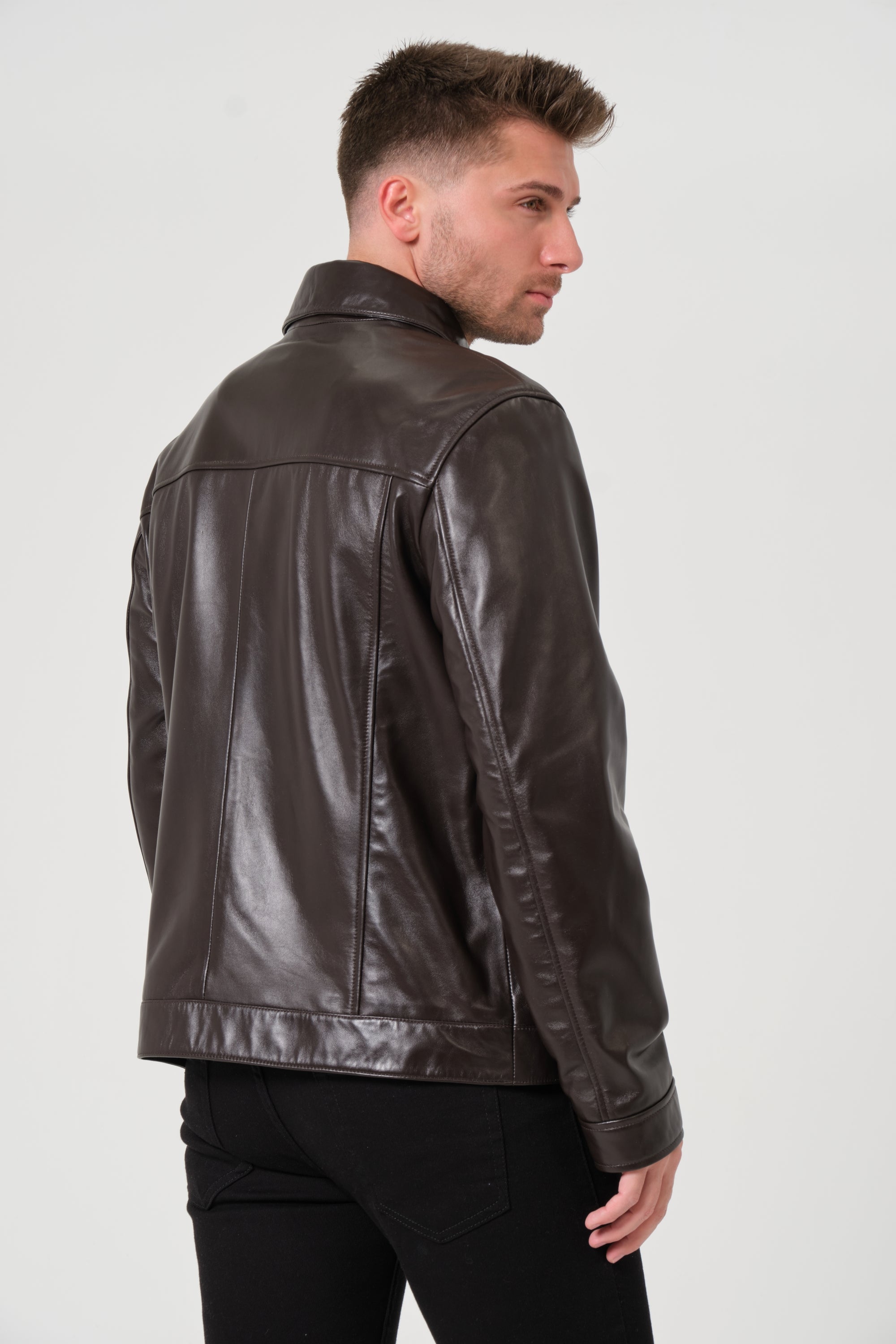 Men's Brown Leather Jacket | Jude | FURNIQ UK