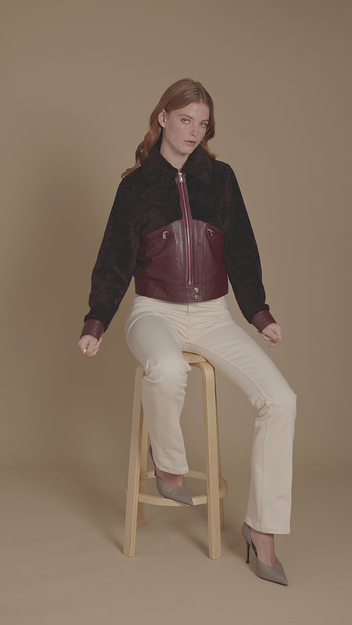 Emery Burgundy Shearling Jacket
