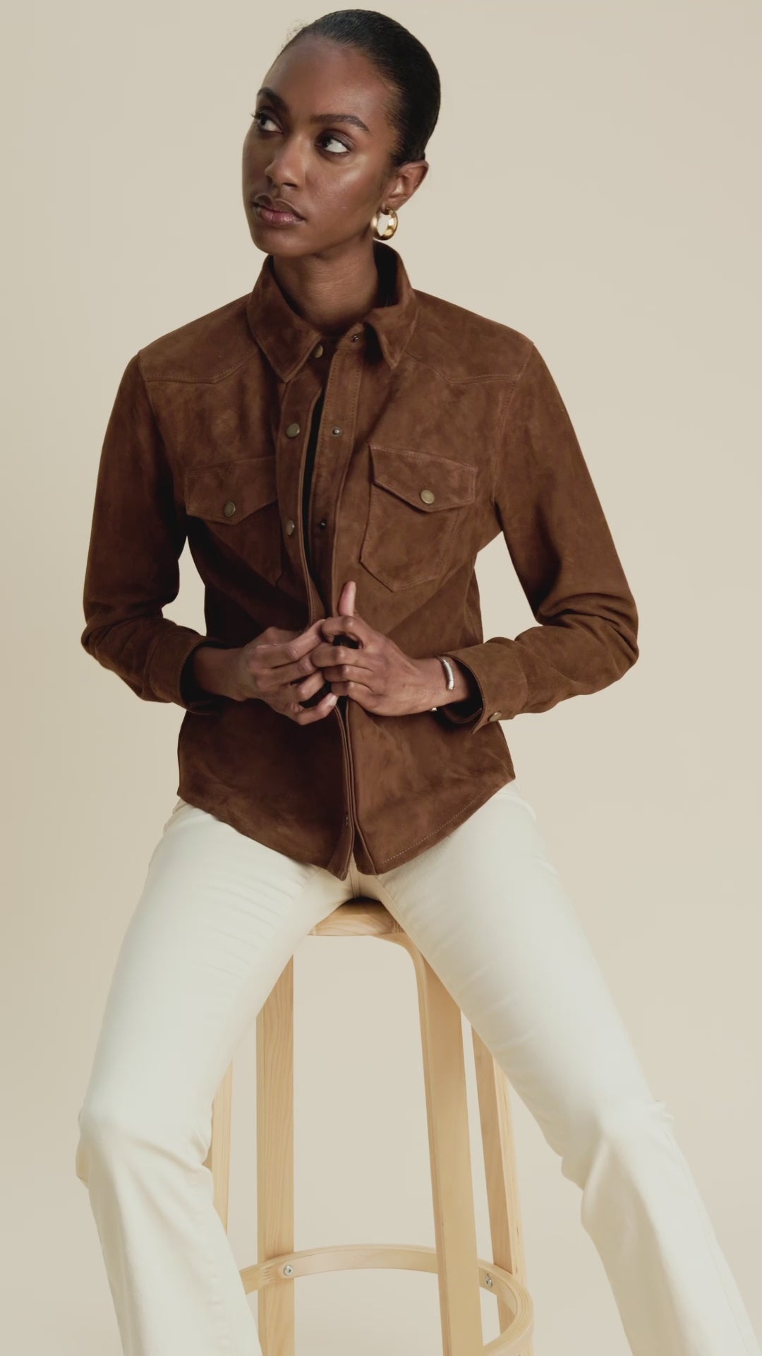 Juliet Chestnut Brown Suede Shirt