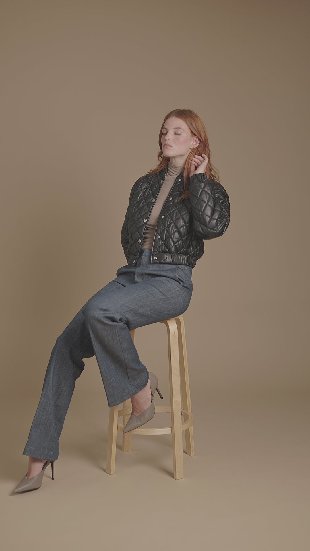 Aveline Black Quilted Leather Jacket