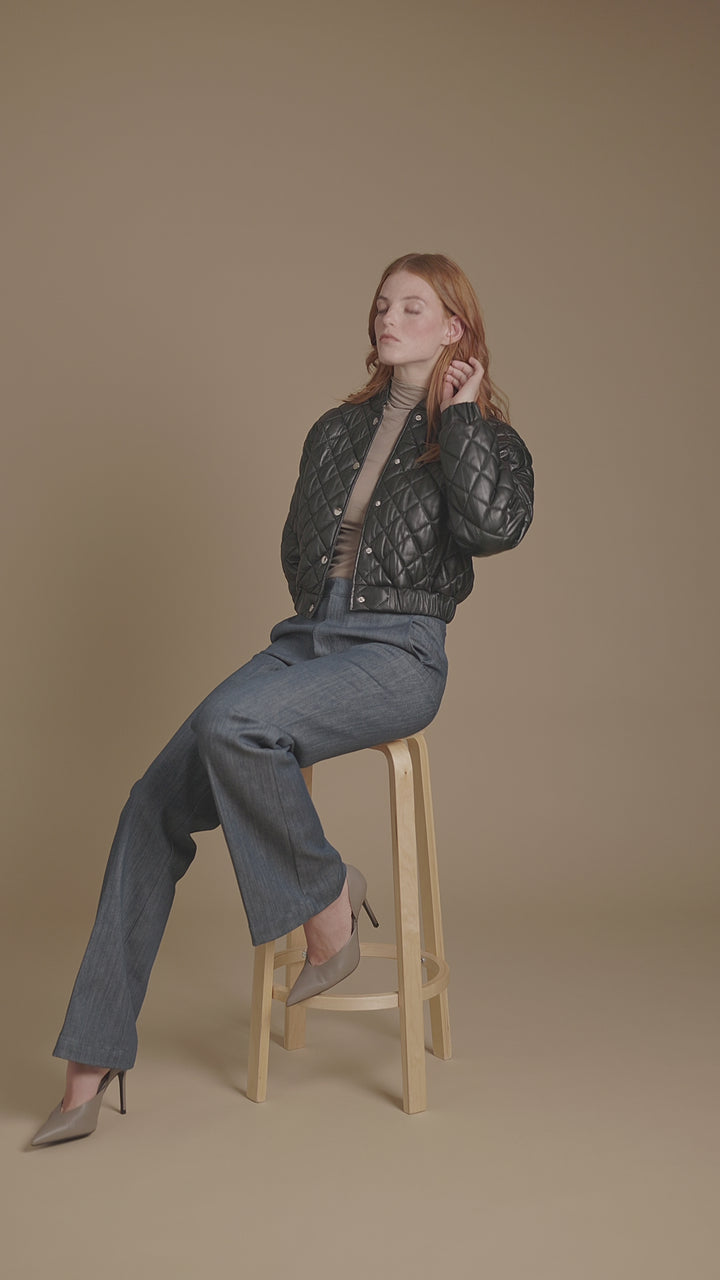 Aveline Black Quilted Leather Jacket