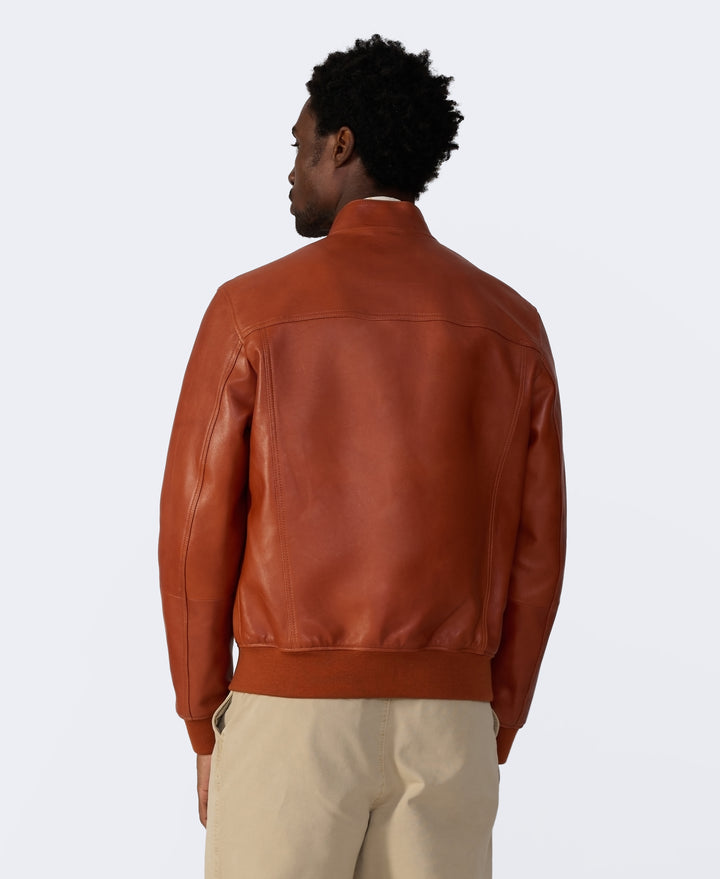 Rafe men's whisky leather jacket rear view