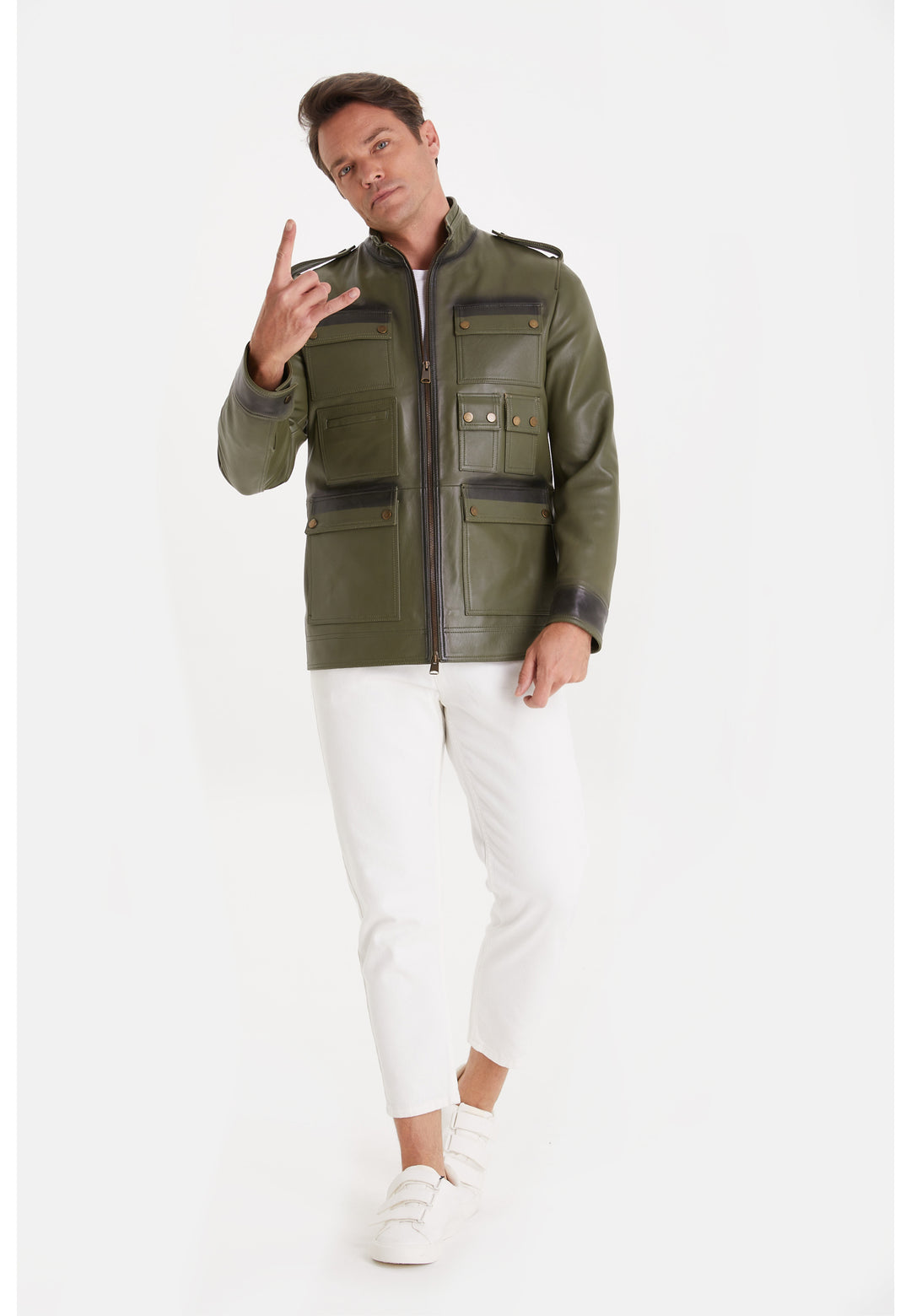 Men's Fashion Jacket, Nappa Green