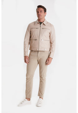 Image of Men's Leather Fashion Jacket, Nappa Beige