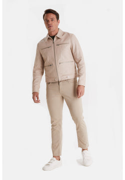 Image of Men's Leather Fashion Jacket, Nappa Beige