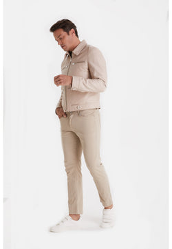 Image of Men's Leather Fashion Jacket, Nappa Beige