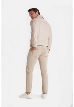 Image of Men's Leather Fashion Jacket, Nappa Beige