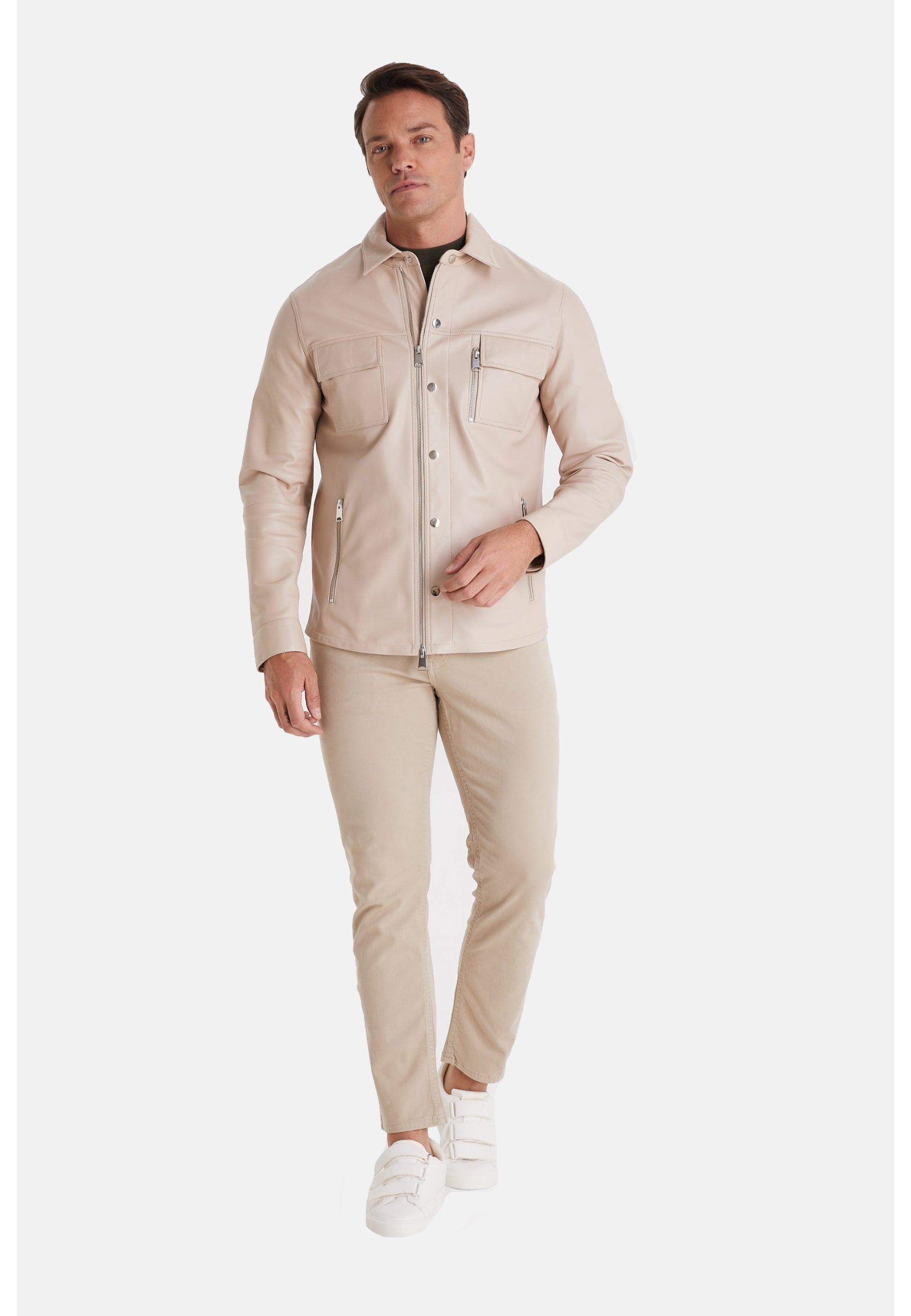 Men's Fashion Suede Jacket, Beige