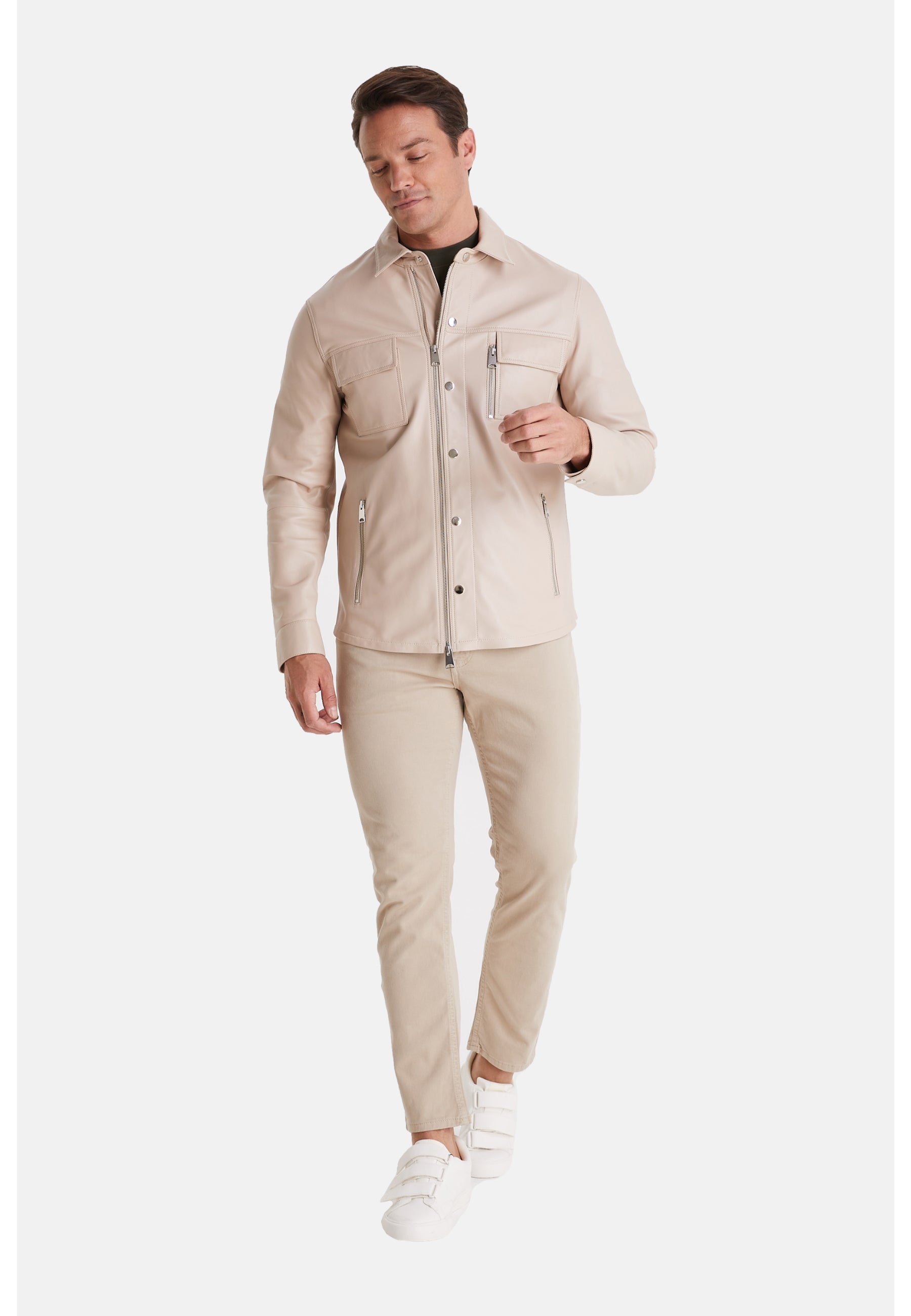 Men's Fashion Suede Jacket, Beige