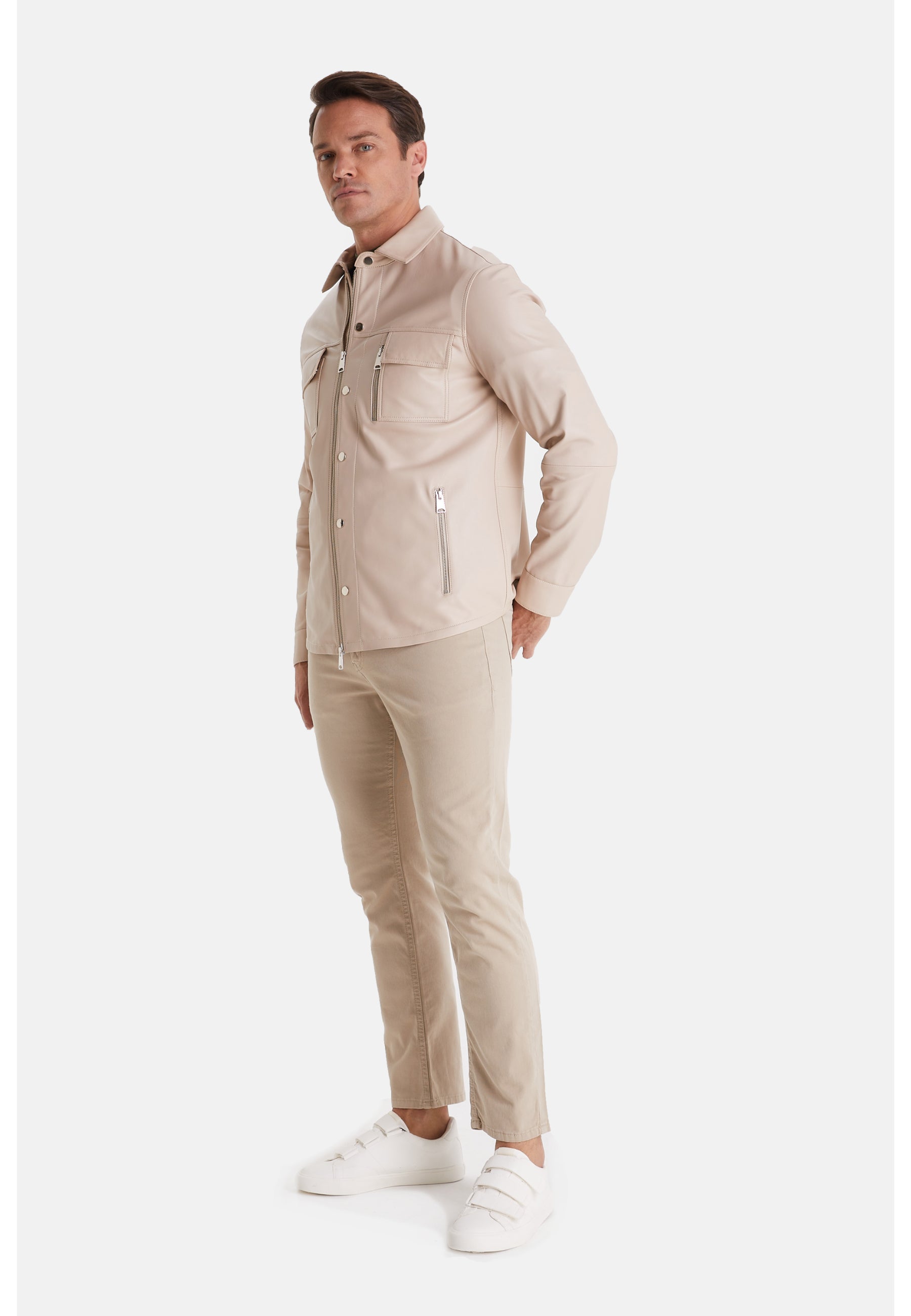 Men's Fashion Suede Jacket, Beige