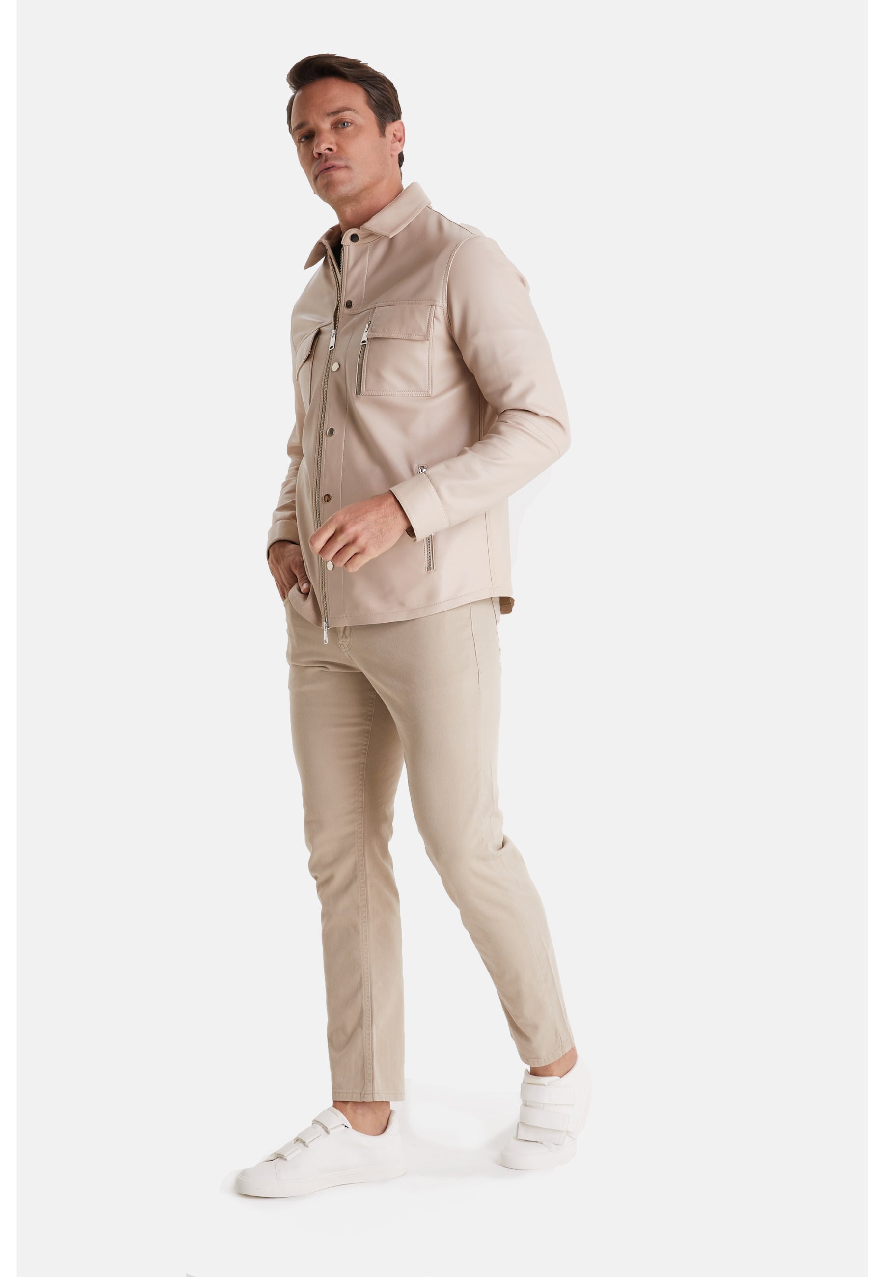 Men's Fashion Suede Jacket, Beige