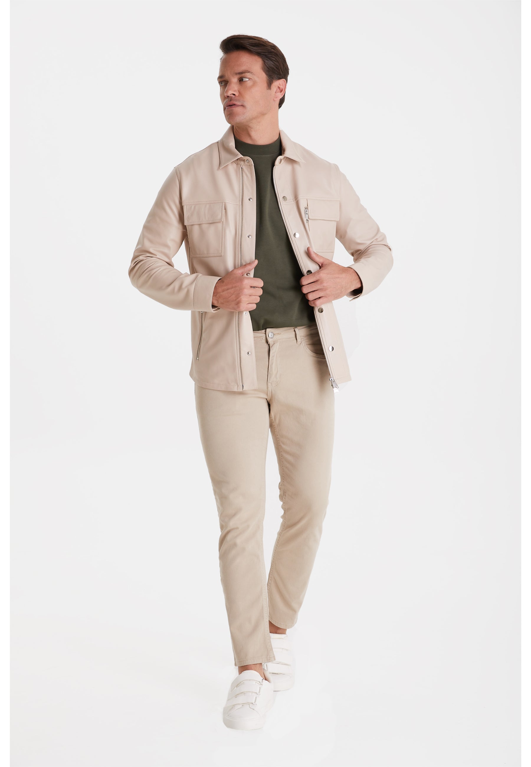 Men's Fashion Suede Jacket, Beige